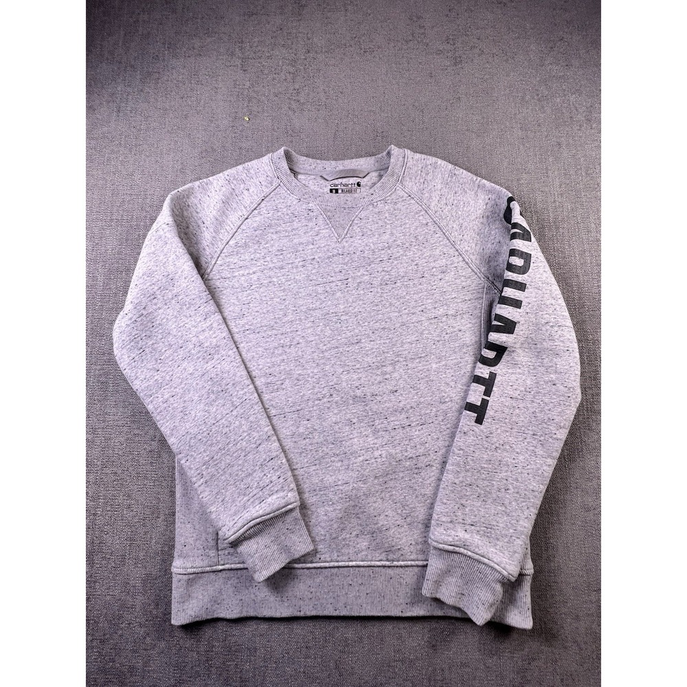 Carhartt Signature Sleeve Logo Crewneck Sweatshirt Women's M 8-10 Gray 104410